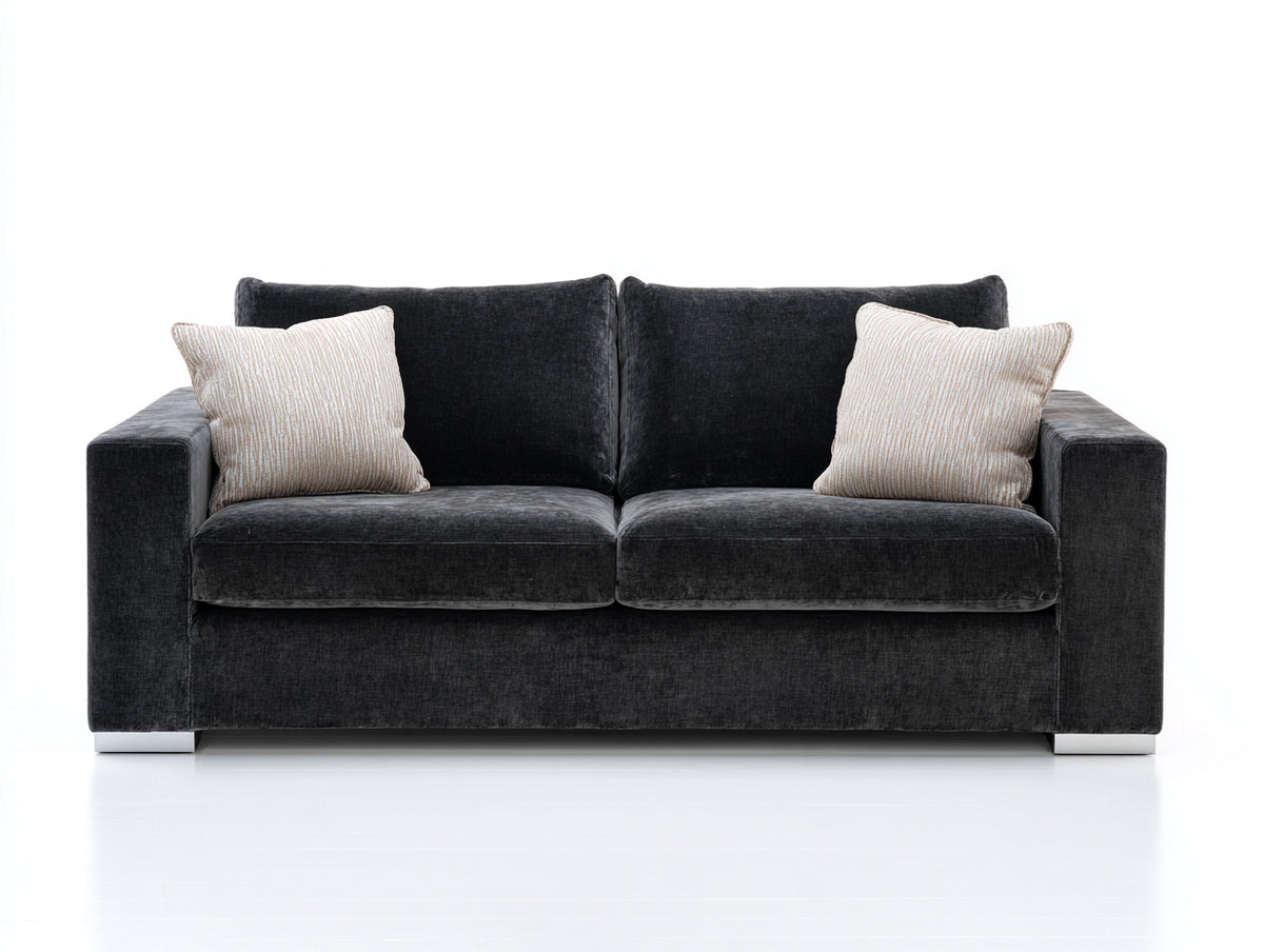 Sofás 2 plazas 180x85x80 cm tapizado en terciopelo gris oscuro con diseño moderno y respaldo acolchado - Sofá elegante para salón