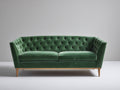 Sofá de 2 plazas de terciopelo 200x90x85 cm color verde con patas de madera estilo moderno