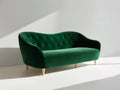 Sofás 2 plazas de terciopelo 180x85x80 cm - verde oscuro - diseño moderno elegante para salón