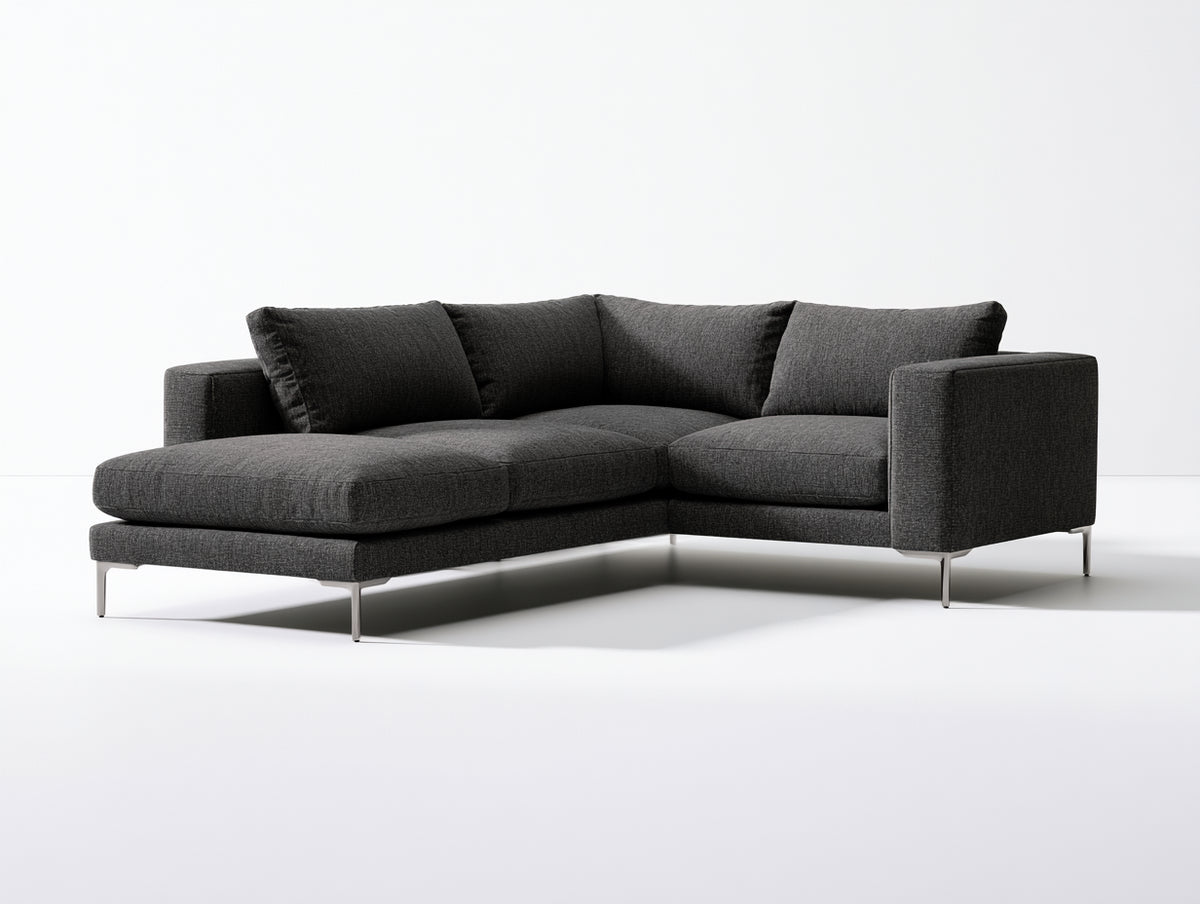 Sofás de esquina de tela 300x220x75 cm - gris oscuro - diseño moderno para salón