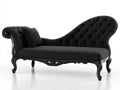 Chaise longue de terciopelo estampado 230x90x85 cm color negro con estructura clásica elegante
