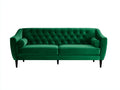 Sofás 2 plazas terciopelo tapizado 190 x 85 x 80 cm - Verde esmeralda - Diseño clásico capitoné elegante
