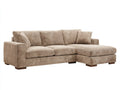 Sofás de esquina 300x220x85 cm tapizado en tela beige con diseño moderno y chaise longue - Sofá elegante para salón