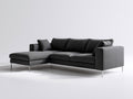 Sofás de esquina 280x220x85 cm tapizado en tela gris con diseño moderno y chaise longue - Sofá elegante para salón