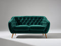 Sofás 2 plazas terciopelo tapizado 180 x 85 x 80 cm - Verde esmeralda - Diseño moderno con respaldo capitoné