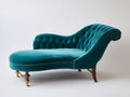 Chaise longue terciopelo tapizado 180 x 75 x 85 cm - Azul turquesa - Estilo clásico capitoné elegante