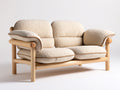 Sofás 2 plazas de tela bouclé 180x85x80 cm color beige con estructura de madera natural para salón estilo moderno