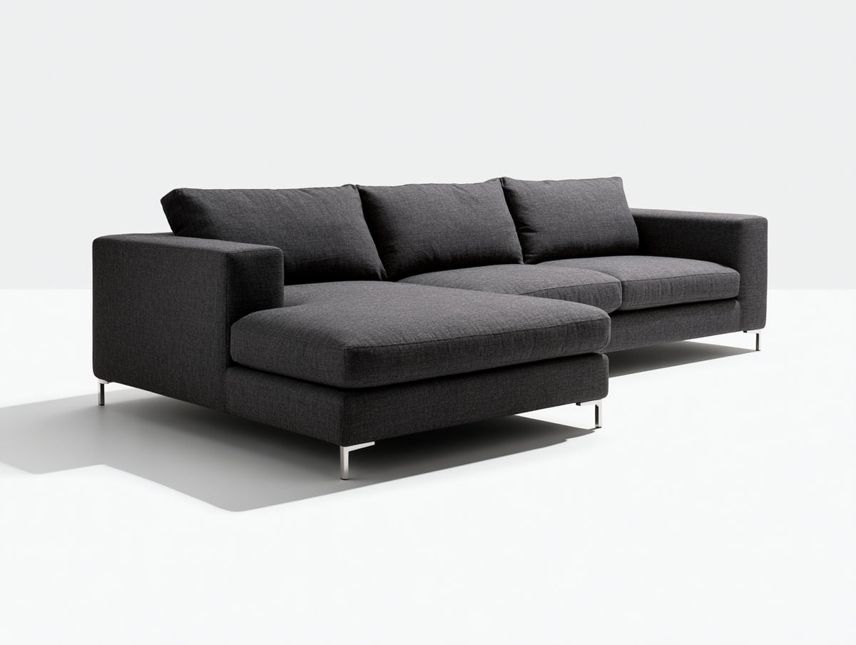 Sofás de esquina tela tapizada 260 x 170 x 85 cm - Gris oscuro - Diseño moderno con chaise longue