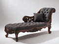 Chaise longue tela tapizada 170 x 75 x 90 cm - Gris oscuro - Estilo clásico con estructura de madera tallada