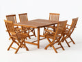 Conjuntos de comedor de jardín de madera 180 x 90 x 75 cm - mesa y 6 sillas plegables - color natural - diseño clásico para exterior