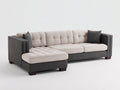 Sofás de esquina 320x260x85 cm tapizado en tela beige y gris con diseño modular y chaise longue - Sofá moderno para salón