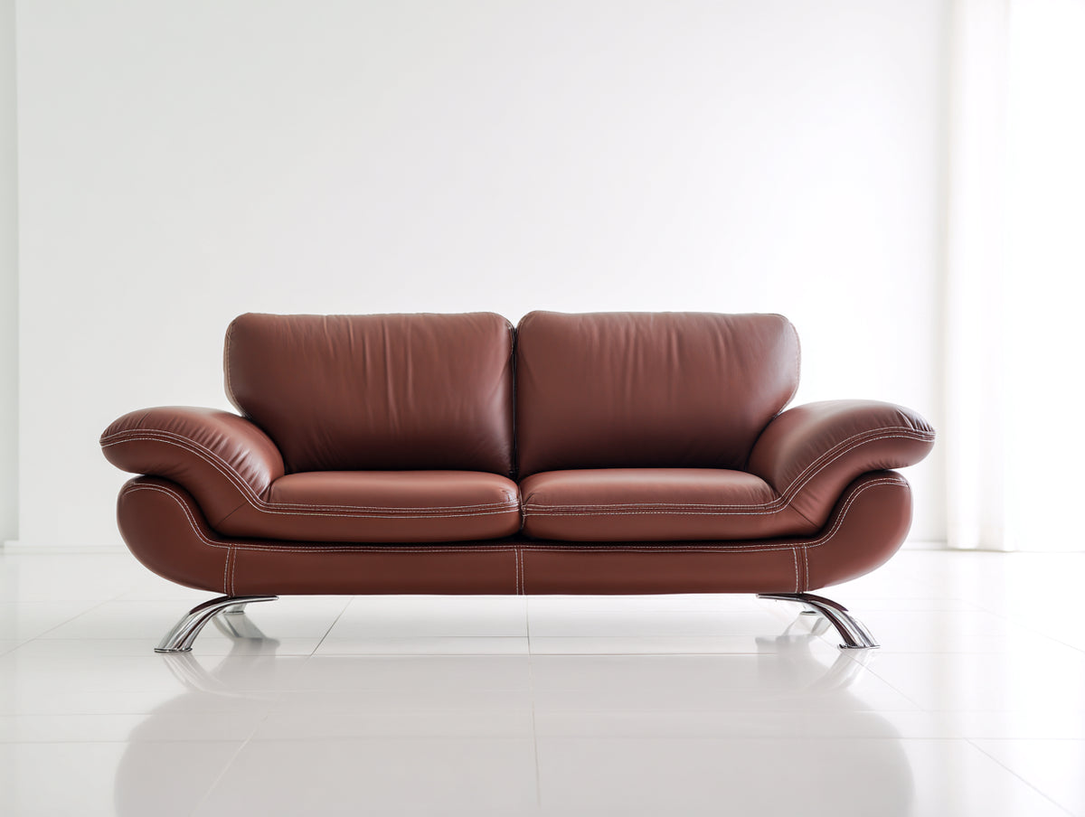 Sofás 2 plazas de cuero sintético 200x90x80 cm - marrón - diseño moderno elegante para salón