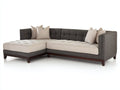 Sofá de esquina de tela 300x220x85 cm color gris y beige con estructura de madera estilo moderno