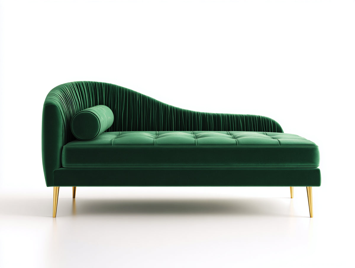 Chaise longue tapizada de terciopelo 190x80x85 cm - verde oscuro - diseño moderno elegante para salón