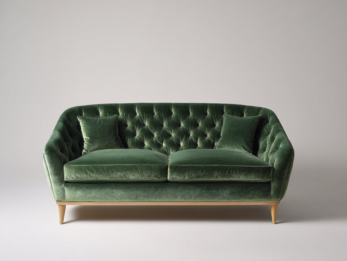 Sofás 2 plazas terciopelo tapizado 180 x 85 x 80 cm - Verde oliva - Diseño clásico capitoné elegante