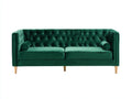 Sofás 2 plazas de terciopelo 210x90x85 cm - verde oscuro - diseño clásico moderno para salón