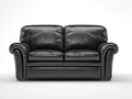 Sofás 2 plazas 190x90x85 cm tapizado en cuero sintético negro con reposabrazos acolchados - Diseño clásico para salón