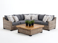 Sofás de exterior de ratán sintético 260x260x75 cm - gris y beige - diseño modular para jardín y terraza