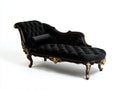 Chaise longue tapizada de terciopelo 180x75x90 cm - negro - diseño clásico elegante para salón