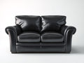 Sofá de 2 plazas de cuero sintético 200x90x85 cm color negro diseño clásico