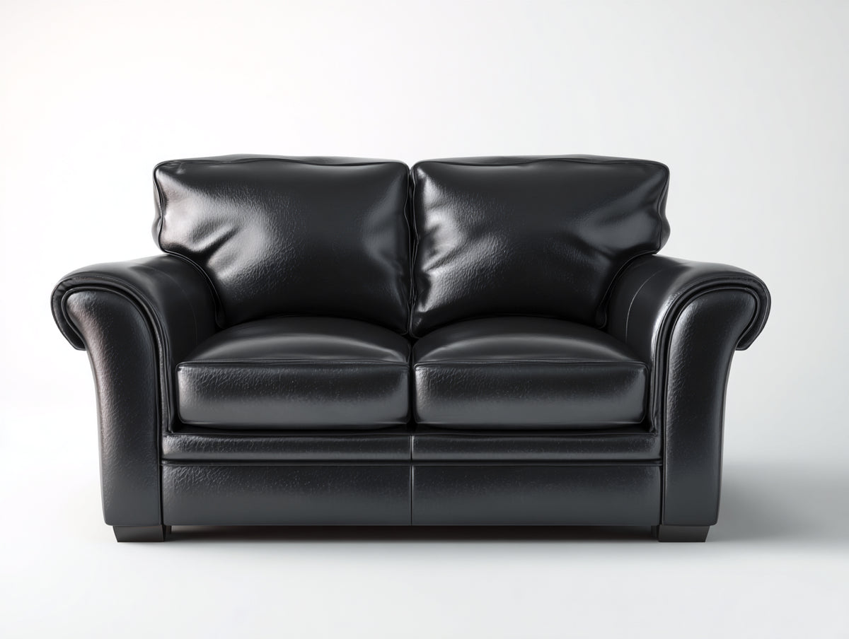 Sofá de 2 plazas de cuero sintético 200x90x85 cm color negro diseño clásico