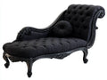 Chaise longue tapizada en terciopelo 180x80x90 cm negro para salón estilo clásico con acabado capitoné